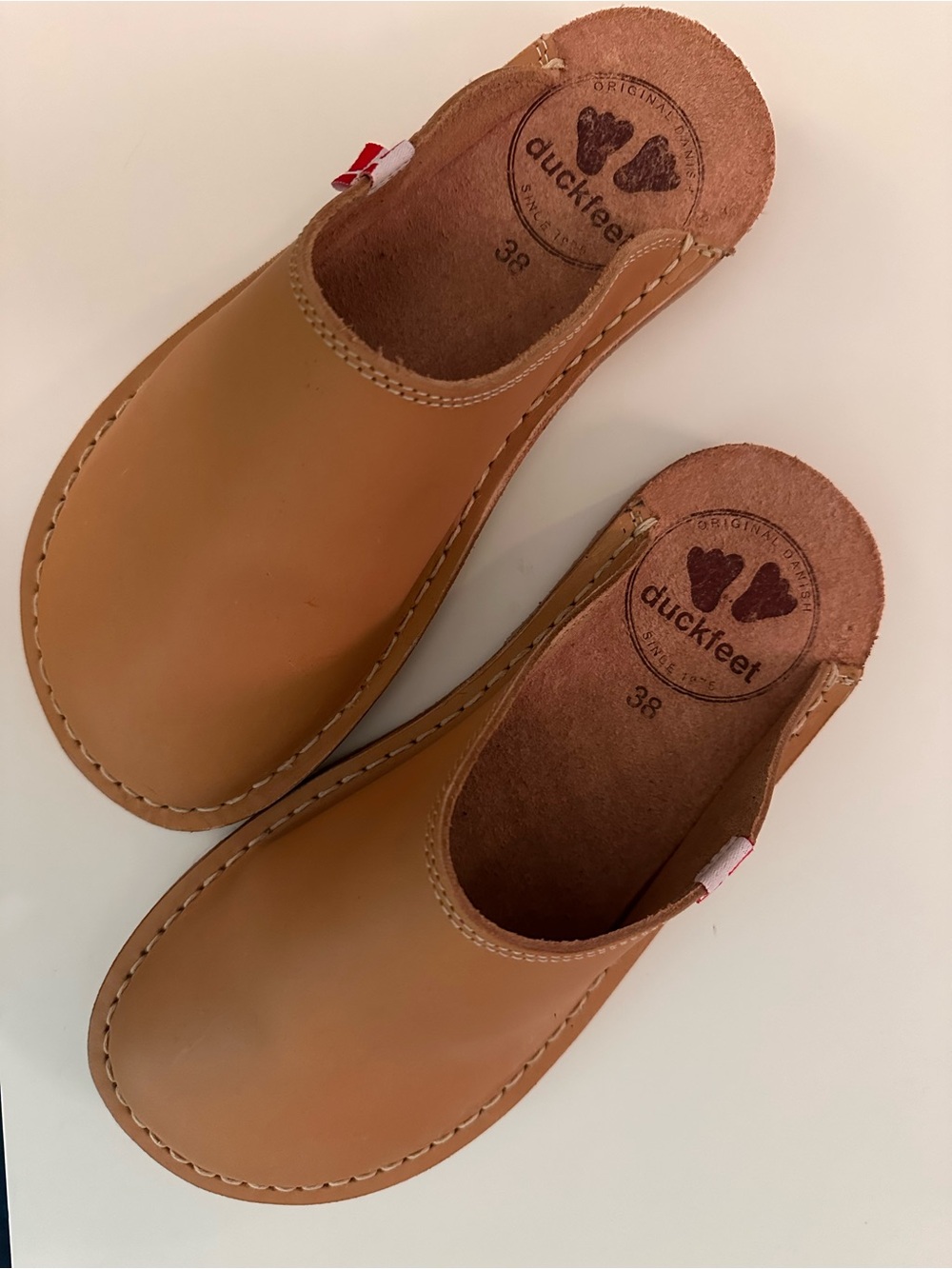 Tan Leather Slides Clogs Blåvand bio 38 (or 7.5 / 8 ) wide toebox NIB